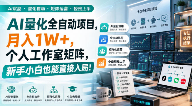 AI量化全自动项目，月入1W+，个人工作室矩阵，新手小白也能直接入局！【揭秘】-副业网