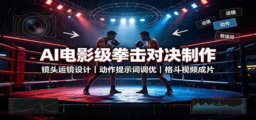 AI电影级拳击对决制作：镜头运镜设计，动作提示词调优，格斗视频成片-副业网