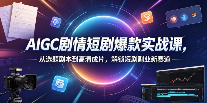 AIGC剧情短剧爆款实战课，从选题剧本到高清成片，解锁短剧副业新赛道(更新0906)-副业网