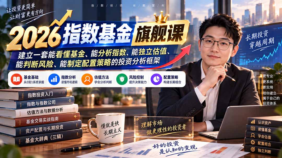 2026指数基金旗舰课｜建立一套能看懂基金、能分析指数、能独立估值、能判断风险、能制定配置策略的投资分析框架-副业网