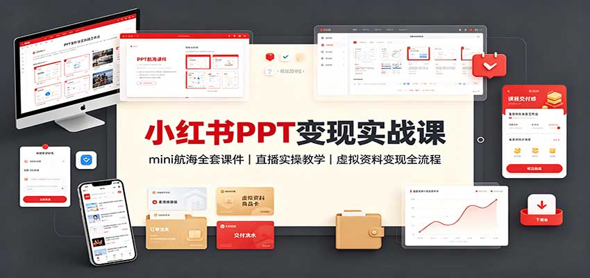 小红书PPT变现实战课：mini航海全套课件+直播实操教学，虚拟资料变现全流程-副业网