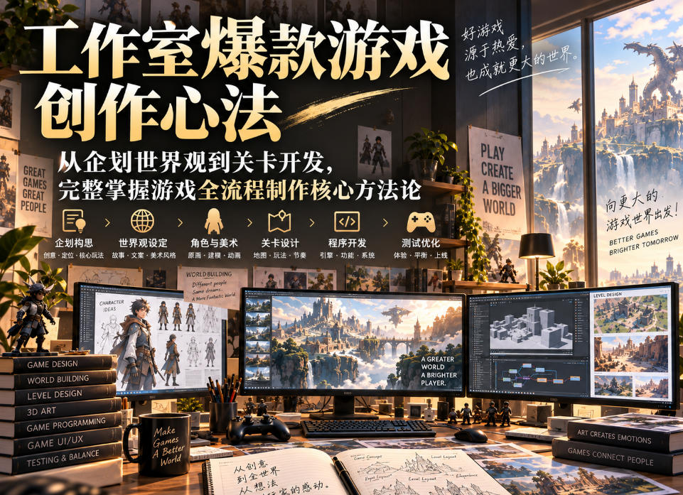 工作室爆款游戏创作心法｜从企划世界观到关卡开发，完整掌握游戏全流程制作核心方法论-副业网