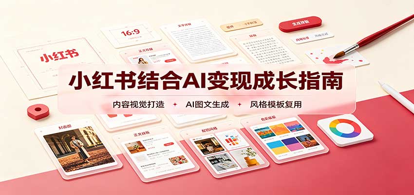 小红书结合AI变现成长指南：账号精准定位，内容视觉打造，搭建可复制流量获客体系-副业网
