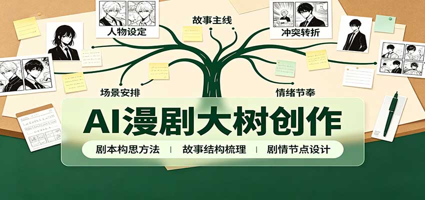 AI漫剧大树创作：剧本构思课程讲解，软件插件配置，配套工具资料完整梳理-副业网