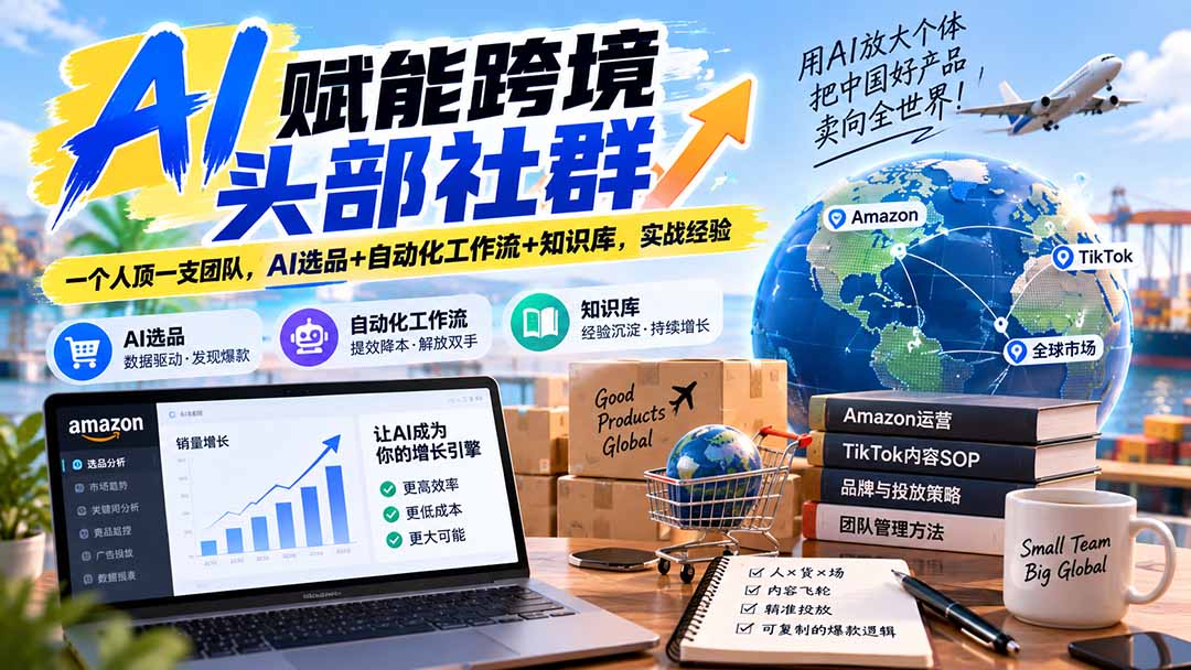 AI赋能跨境头部社群-更新9月：一个人顶一支团队，AI选品+自动化工作流+知识库，实战经验-副业网