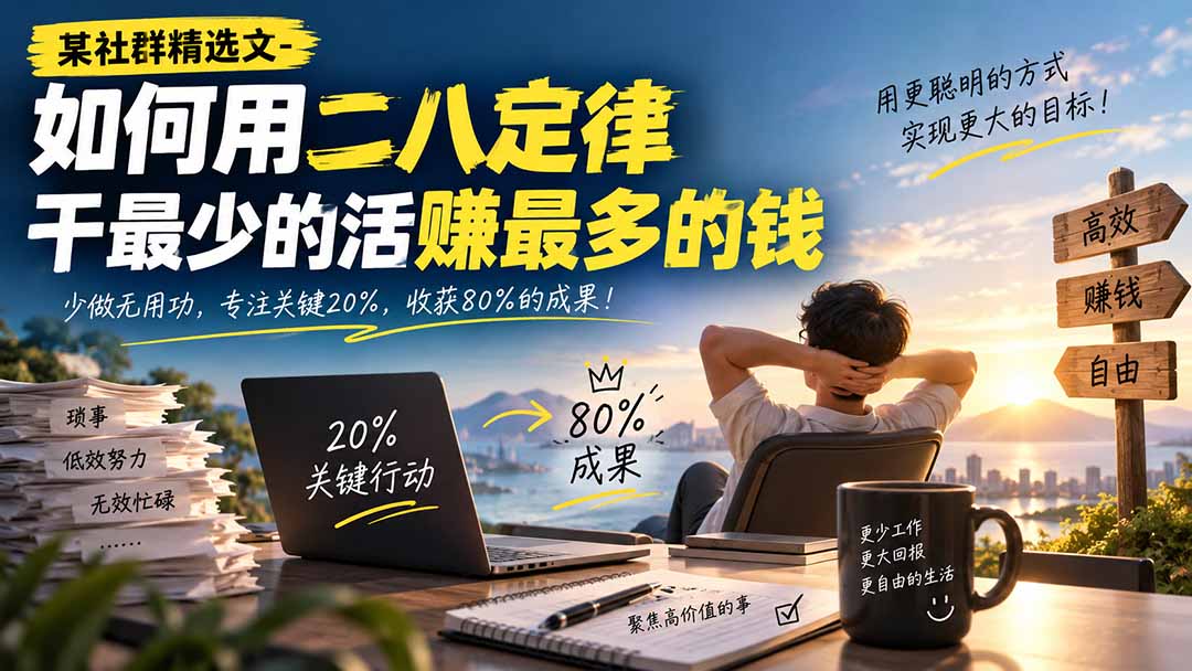 某社群精选文-如何用二八定律干最少的活赚最多的钱-副业网