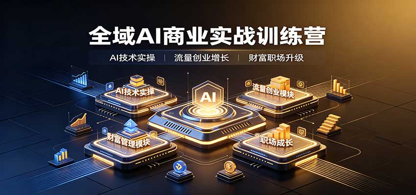 全域AI商业实战训练营：涵盖AI技术实操、流量创业、财富管理与职场成长全体系内容-副业网
