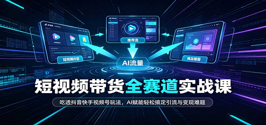 短视频带货全赛道：吃透抖音快手视频号玩法，AI赋能轻松搞定引流与变现难题-副业网