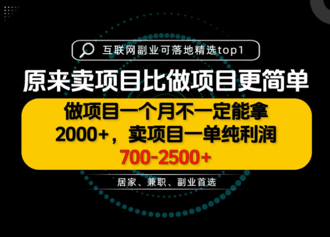 一单利润700-2.5K+，为什么我们要卖项目而不是做项目，我们普通人应该怎样开始？【揭秘】-副业网