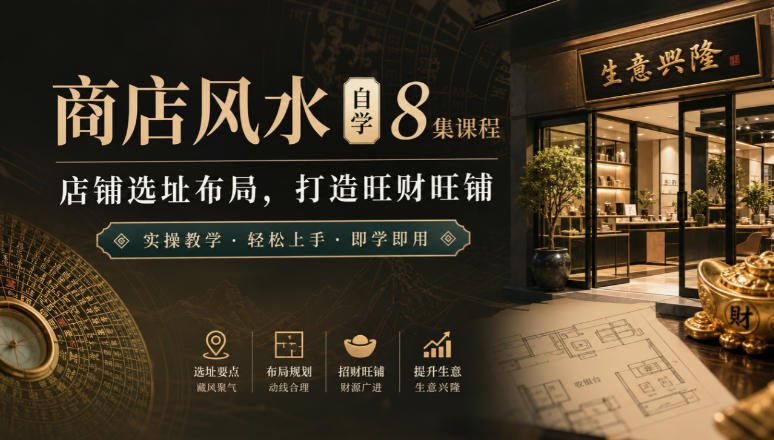 商店风水自学8集课程｜店铺选址布局，打造旺财旺铺实操教学-副业网