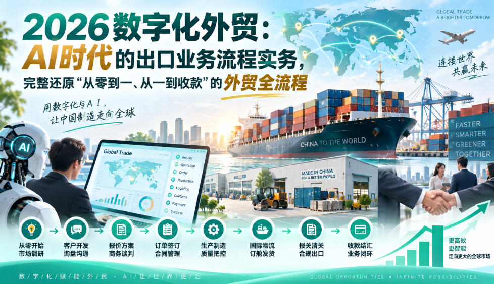 2026数字化外贸：AI时代的出口业务流程实务，完整还原”从零到一、从一到收款”的外贸全流程-副业网