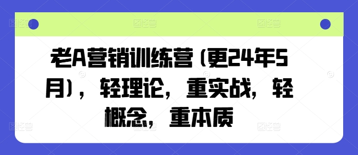 老A营销训练营(更24年12月)，轻理论，重实战，轻概念，重本质-副业网
