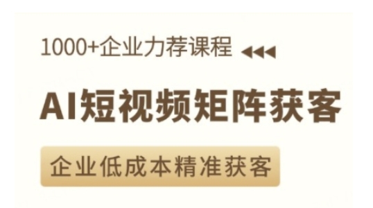 AI短视频矩阵获客实操课，企业低成本精准获客-副业网
