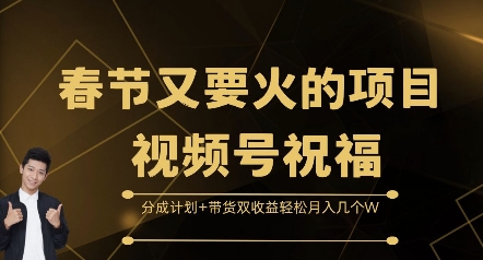 春节又要火的项目视频号祝福，分成计划+带货双收益，轻松月入几个W【揭秘】-副业网