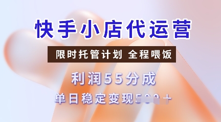 快手小店代运营，限时托管计划，收益55分，单日稳定变现多张【揭秘】-副业网