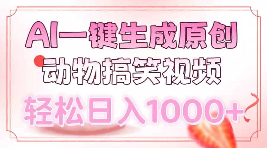AI一键生成原创动物搞笑视频，轻松日入1000+-副业网