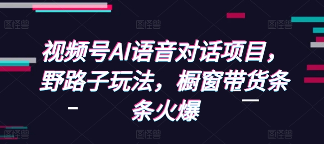 视频号AI语音对话项目，野路子玩法，橱窗带货条条火爆-副业网