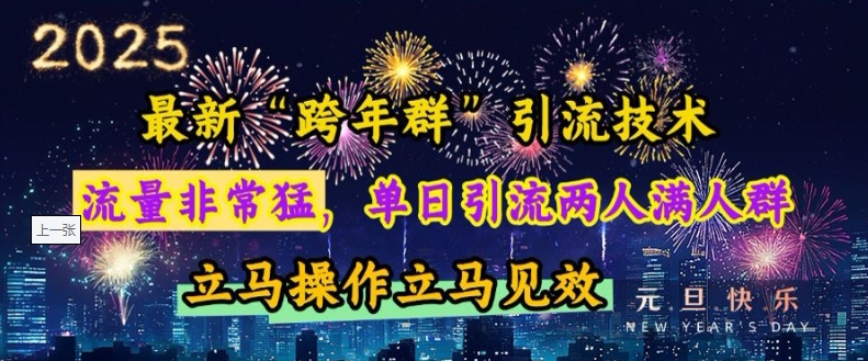最新“跨年群”引流，流量非常猛，单日引流两人满人群，立马操作立马见效【揭秘】-副业网