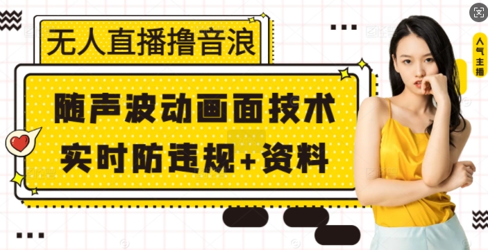 无人直播撸音浪+随声波动画面技术+实时防违规+资料【揭秘】-副业网