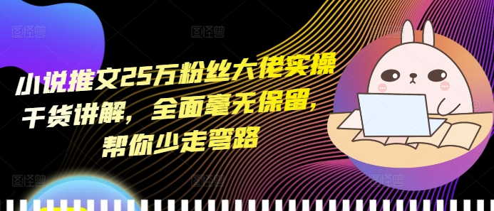 小说推文25万粉丝大佬实操干货讲解，全面毫无保留，帮你少走弯路-副业网