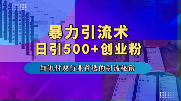 暴力引流术，专业知识付费行业首选的引流秘籍，一天暴流500+创业粉，五个手机流量接不完!-副业网