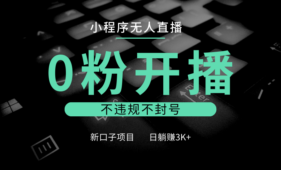小程序无人直播，0粉开播，不违规不封号，新口子项目，小白日躺赚3K+-副业网