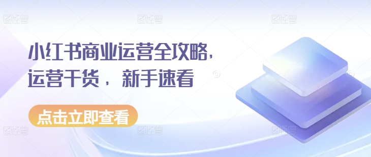 小红书商业运营全攻略，运营干货 ，新手速看-副业网