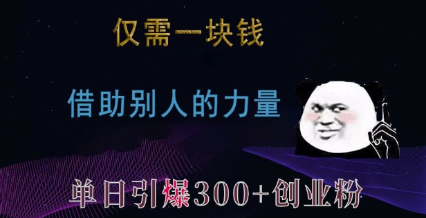 仅需一块钱，借助别人的力量，单日引爆300+创业粉、兼职粉【揭秘】-副业网