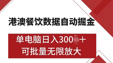 港澳餐饮数据全自动掘金，单电脑日入多张, 可矩阵批量无限操作【揭秘】-副业网