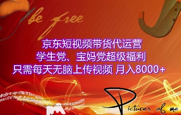 京东短视频带货代运营，学生党、宝妈党超级福利，只需每天无脑上传视频，月入8000+【仅揭秘】-副业网