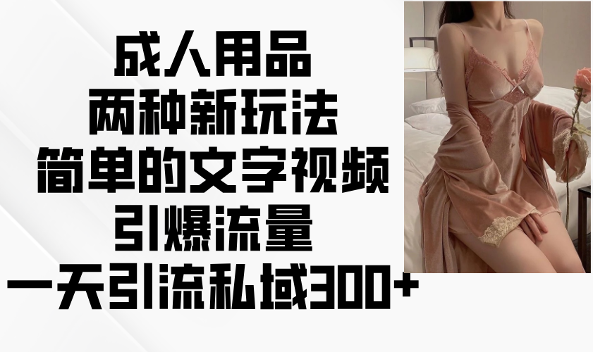 成人用品两种新玩法，简单的文字视频引爆流量，一天引流私域300+-副业网