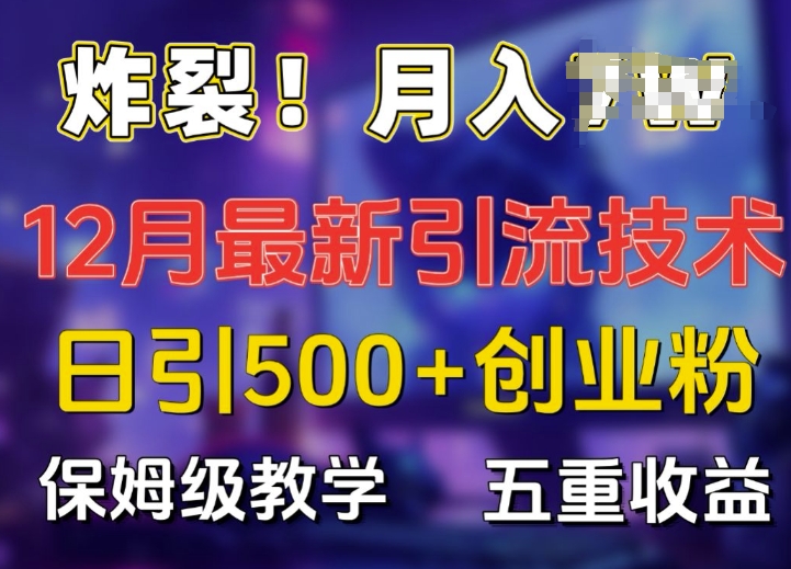 炸裂!揭秘12月最新日引流500+精准创业粉，多重收益保姆级教学-副业网
