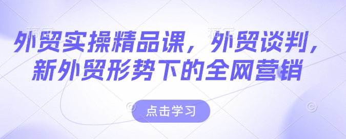 外贸实操精品课，外贸谈判，新外贸形势下的全网营销-副业网