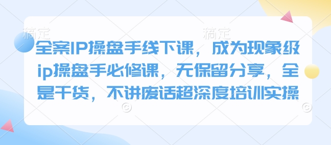 全案IP操盘手线下课，成为现象级ip操盘手必修课，无保留分享，全是干货，不讲废话超深度培训实操-副业网