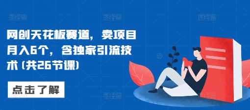 网创天花板赛道，卖项目月入6个，含独家引流技术(共26节课)-副业网