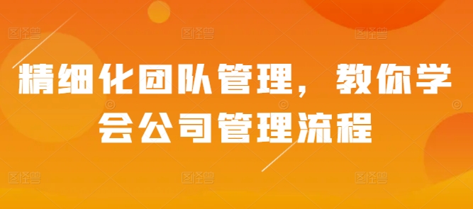 精细化团队管理，教你学会公司管理流程-副业网