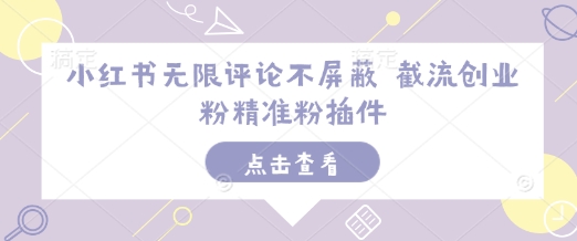 小红书无限评论不屏蔽 截流创业粉精准粉插件-副业网
