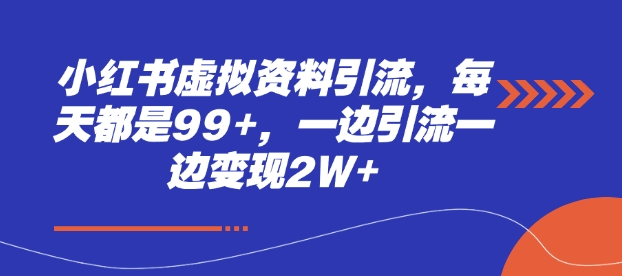 小红书虚拟资料引流，每天都是99+，一边引流一边变现2W+-副业网