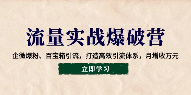 流量实战爆破营：企微爆粉、百宝箱引流，打造高效引流体系，月增收万元-副业网