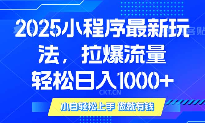 2025年小程序最新玩法，流量直接拉爆，单日稳定变现1000+-副业网