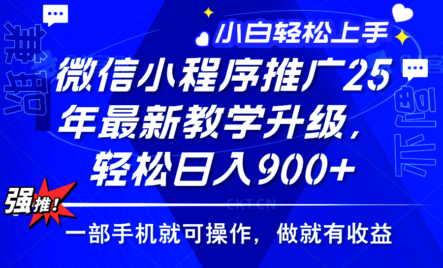 2025年微信小程序推广，最新教学升级，轻松日入900+，小白宝妈轻松上手...-副业网