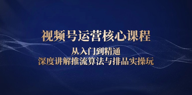 视频号运营核心课程，从入门到精通，深度讲解推流算法与排品实操玩-副业网