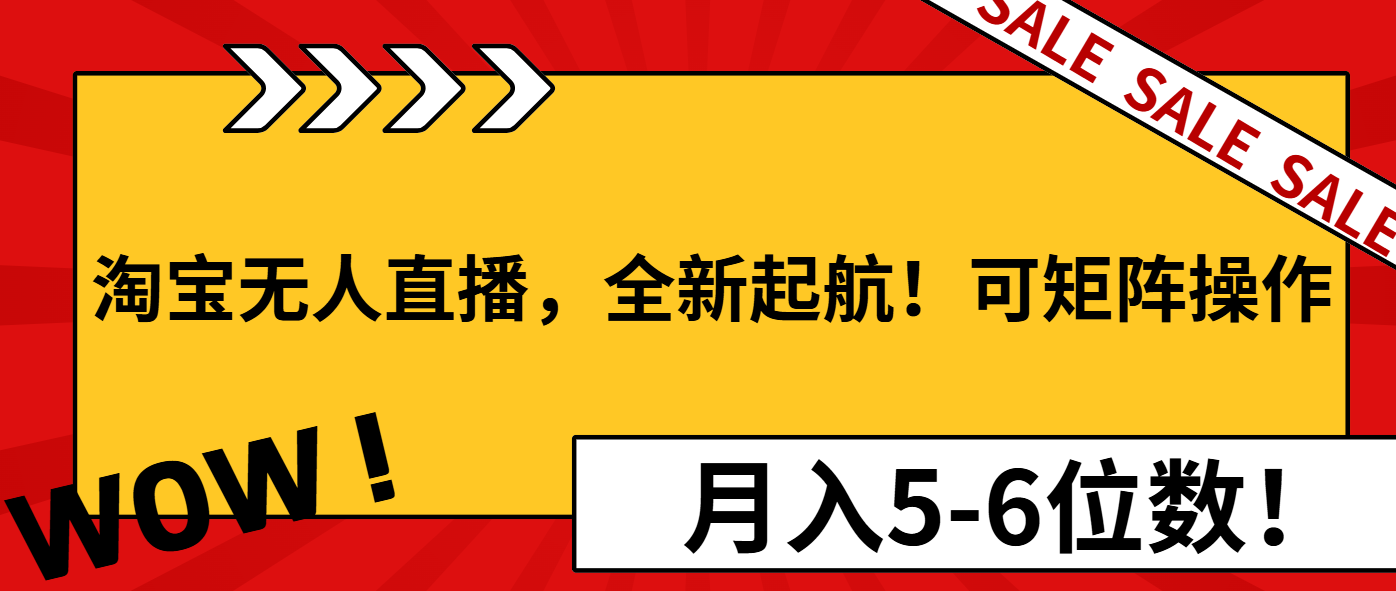 淘宝无人直播，全新起航！可矩阵操作，月入5-6位数！-副业网