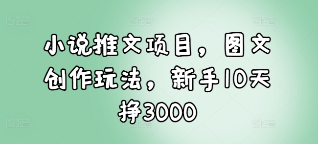 小说推文项目，图文创作玩法，新手10天挣3000-副业网