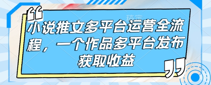 小说推文多平台运营全流程，一个作品多平台发布获取收益-副业网