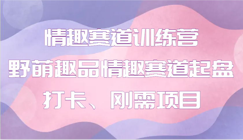 情趣赛道训练营 野萌趣品情趣赛道起盘打卡、刚需项目-副业网