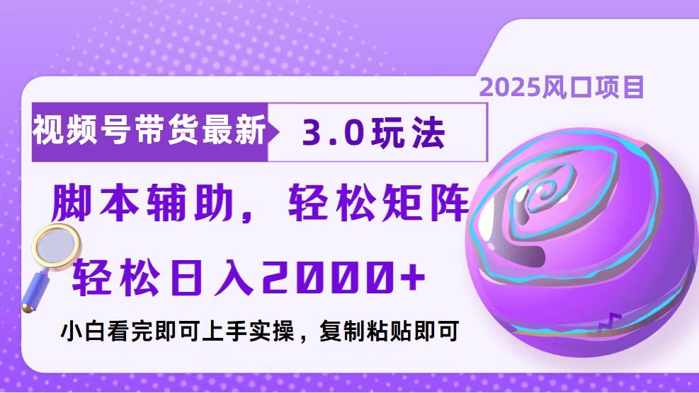 视频号带货最新3.0玩法，作品制作简单，当天起号，复制粘贴，脚本辅助...-副业网